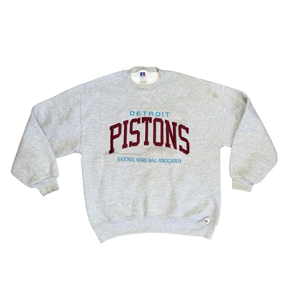Russell Athletic Detroit Pistons Sweatshirt Mens Large Grey Good Vintage 90s NBA